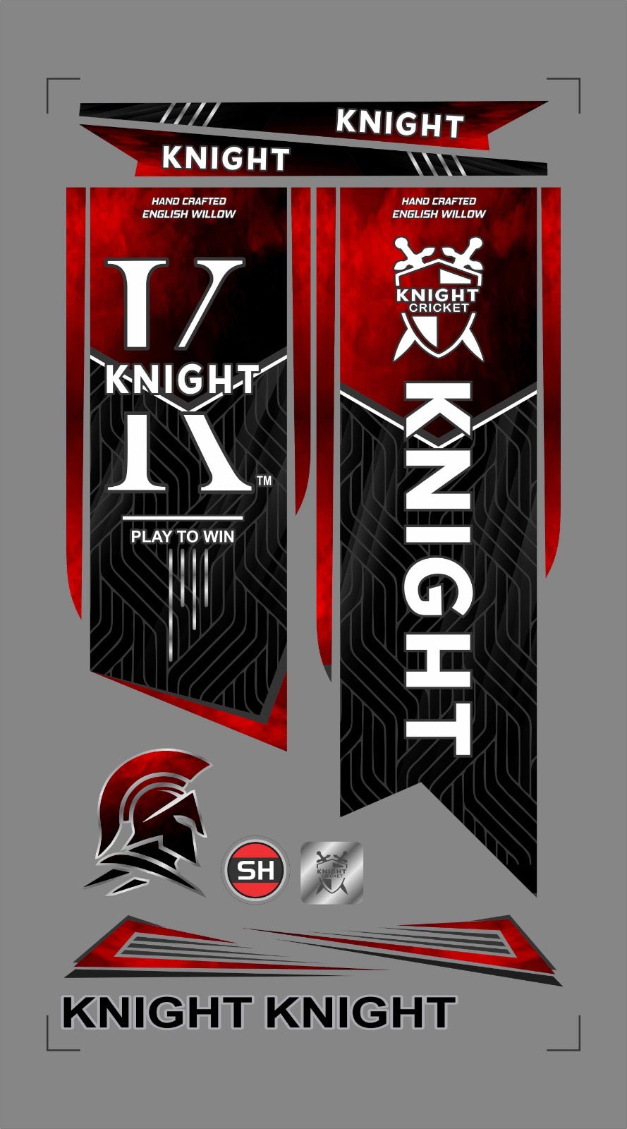 KNIGHT CRICKET ENGLISH WILLOW BAT STICKERS
